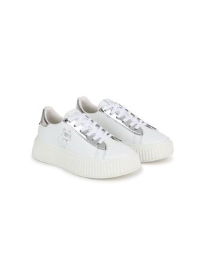 Karl Lagerfeld Kids Choupette leather low-top sneakers - White