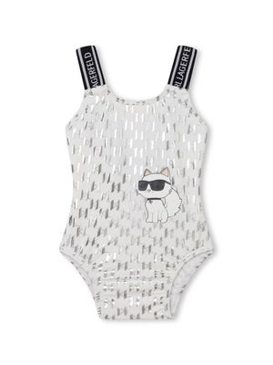 Karl Lagerfeld Kids Choupette logo-print swimsuit - White