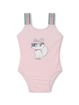 Karl Lagerfeld Kids Choupette-print swimsuit - Pink