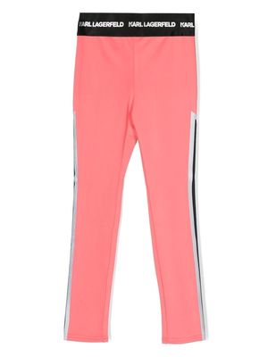 Karl Lagerfeld Kids colour-block logo-waistband leggings - Orange