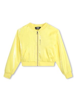 Karl Lagerfeld Kids crystal-embellished zip-up bomber jacket - Yellow