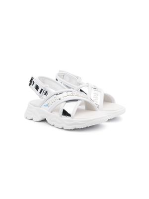 Karl Lagerfeld Kids debossed-logo slingback sandals - Grey