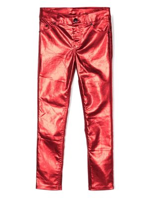 Karl Lagerfeld Kids Fancy metallic-finish skinny trousers - Red