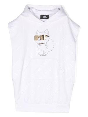Karl Lagerfeld Kids foil cat-print hoodie dress - White