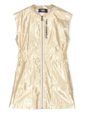 Karl Lagerfeld Kids foil logo-print zipped dress - Gold