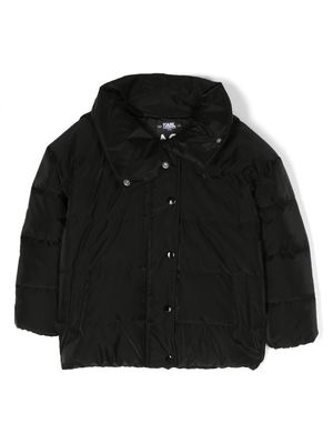Karl Lagerfeld Kids hooded puffer jacket - Black