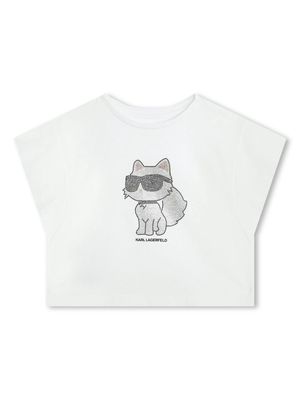 Karl Lagerfeld Kids Ikonik embellished cotton T-shirt - Neutrals