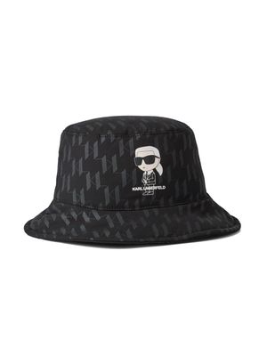 Karl Lagerfeld Kids Ikonik Karl-print monogram-pattern bucket hat - Black