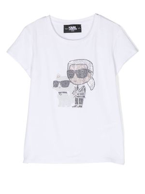 Karl Lagerfeld Kids Ikonik Karl rhinestone-embellished T-shirt - White