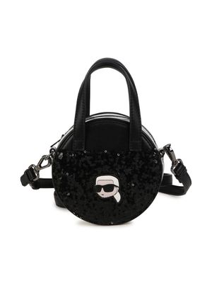 Karl Lagerfeld Kids Ikonik Karl sequin-embellished bag - Black