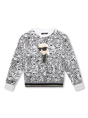 Karl Lagerfeld Kids K-Ikonik zebra-print sweatshirt - White