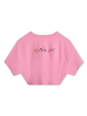 Karl Lagerfeld Kids Karl Signature cropped T-shirt - Pink