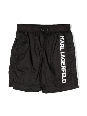 Karl Lagerfeld Kids layered logo-print Bermuda shorts - Black
