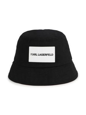 Karl Lagerfeld Kids logo-appliqué cotton bucket hat - Black