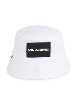 Karl Lagerfeld Kids logo-appliqué cotton bucket hat - White