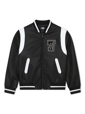 Karl Lagerfeld Kids logo-appliqué panelled bomber jacket - Black