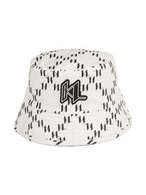 Karl Lagerfeld Kids logo-appliqúe reversible bucket hat - White