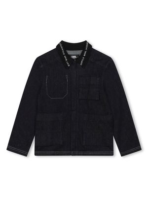 Karl Lagerfeld Kids logo-collar denim jacket - Black