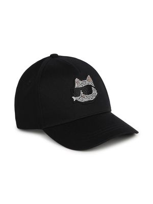 Karl Lagerfeld Kids logo-embellished cotton baseball cap - Black
