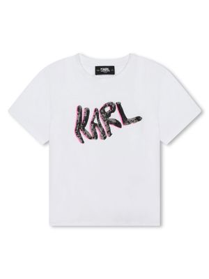 Karl Lagerfeld Kids logo-embellished cotton T-shirt - White