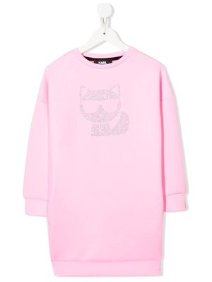 Karl Lagerfeld Kids logo-embellished sweatshirt dress - Pink