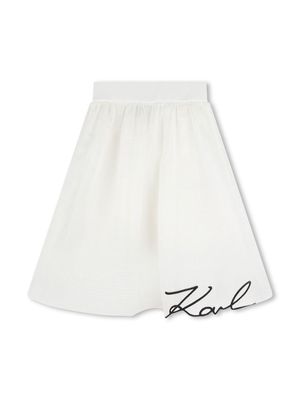Karl Lagerfeld Kids logo-embroidered A-line skirt - White