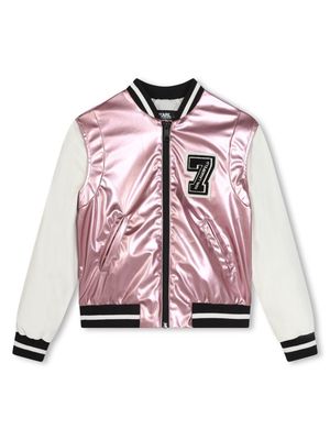 Karl Lagerfeld Kids logo-embroidered bomber jacket - Pink