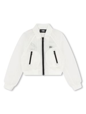 Karl Lagerfeld Kids logo-embroidered zip-up bomber jacket - White