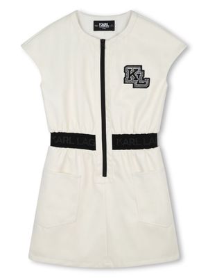 Karl Lagerfeld Kids logo-embroidered zipped minidress - White