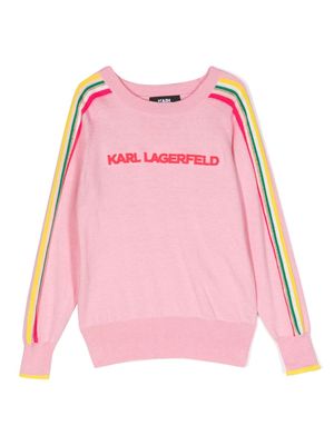 Karl Lagerfeld Kids logo-jacquard cotton-cashmere sweater - Pink