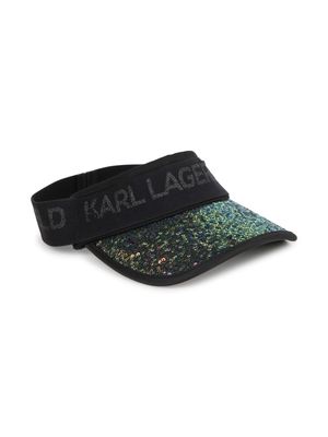 Karl Lagerfeld Kids logo-jacquard sequin-embellished sun hat - Black