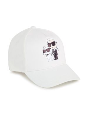 Karl Lagerfeld Kids logo-patch cotton cap - White