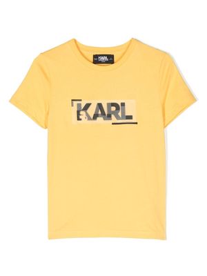 Karl Lagerfeld Kids logo-patch organic cotton T-shirt - Yellow