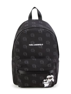Karl Lagerfeld Kids logo-print canvas backpack - Black