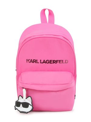 Karl Lagerfeld Kids logo-print canvas backpack - Pink