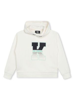 Karl Lagerfeld Kids logo-print cotton-blend hoodie - White