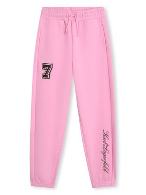Karl Lagerfeld Kids logo-print cotton track pants - Pink