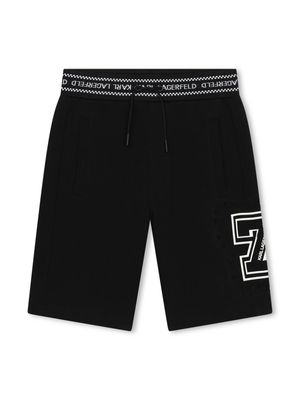 Karl Lagerfeld Kids logo-print drawstring bermuda shorts - Black