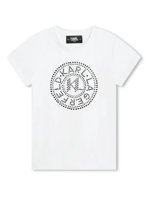 Karl Lagerfeld Kids logo-print embellished jersey T-shirt - White