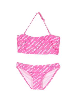 Karl Lagerfeld Kids logo-print halterneck bikini - Pink
