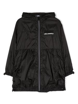 Karl Lagerfeld Kids logo-print hooded windbreaker jacket - Black