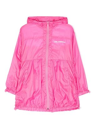 Karl Lagerfeld Kids logo-print hooded windbreaker jacket - Pink