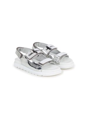 Karl Lagerfeld Kids logo-print metallic sandals - Grey