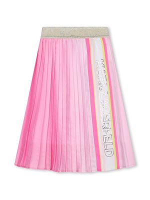 Karl Lagerfeld Kids logo-print pleated skirt - Pink