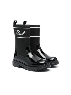 Karl Lagerfeld Kids logo-print round-toe boots - Black