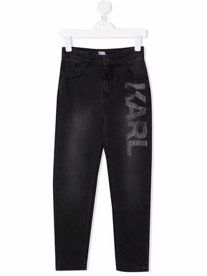 Karl Lagerfeld Kids logo-print straight-leg jeans - Black