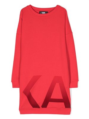 Karl Lagerfeld Kids logo-print stretch-cotton T-shirt dress - Red