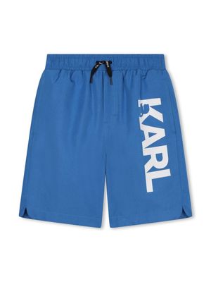 Karl Lagerfeld Kids logo-print swim shorts - BLUE