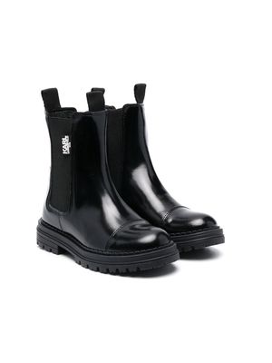 Karl Lagerfeld Kids logo-tag ankle boots - Black