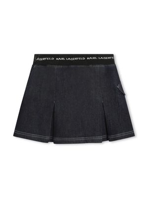 Karl Lagerfeld Kids logo-waistband denim miniskirt - Black